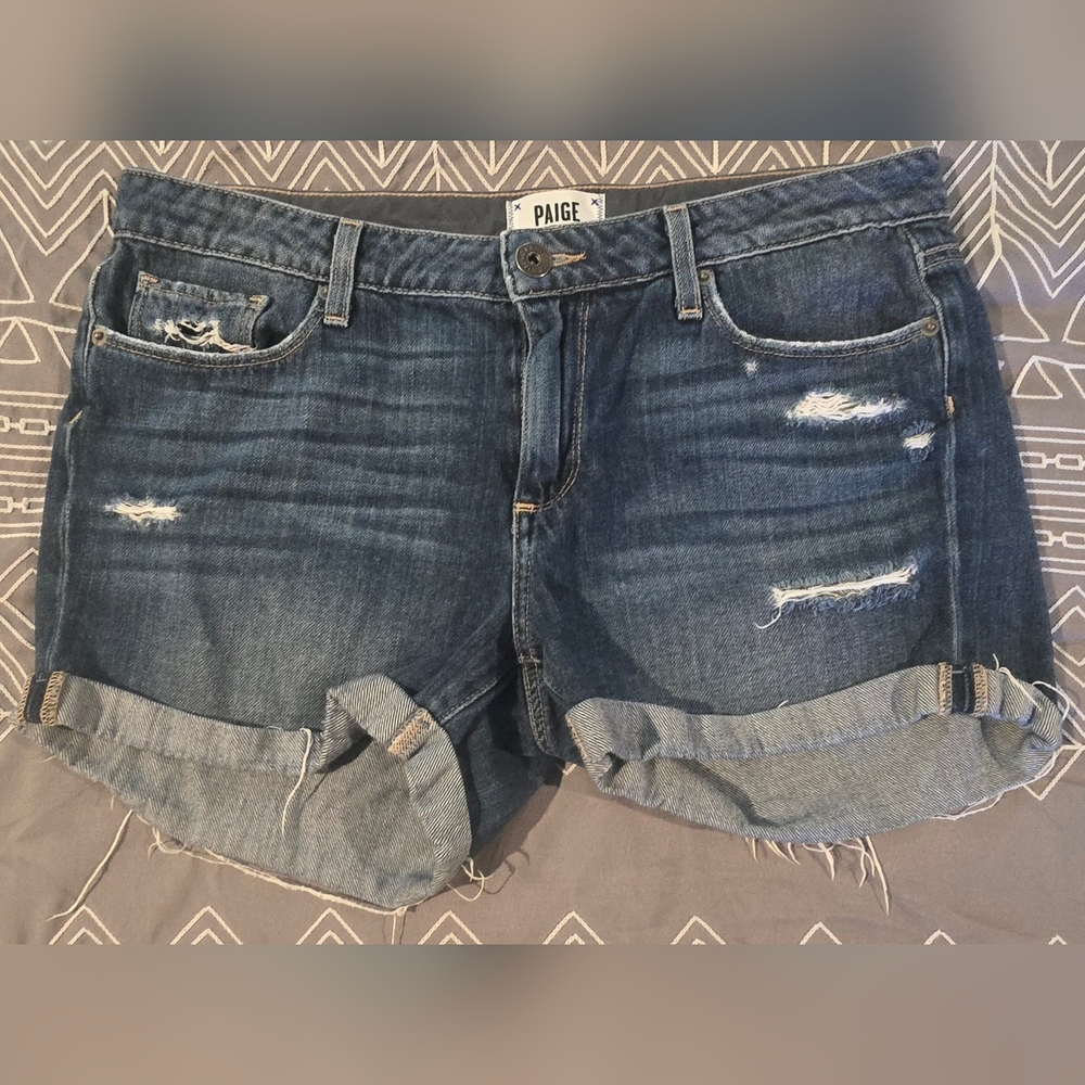 PAIGE Dark Blue Jean Shorts